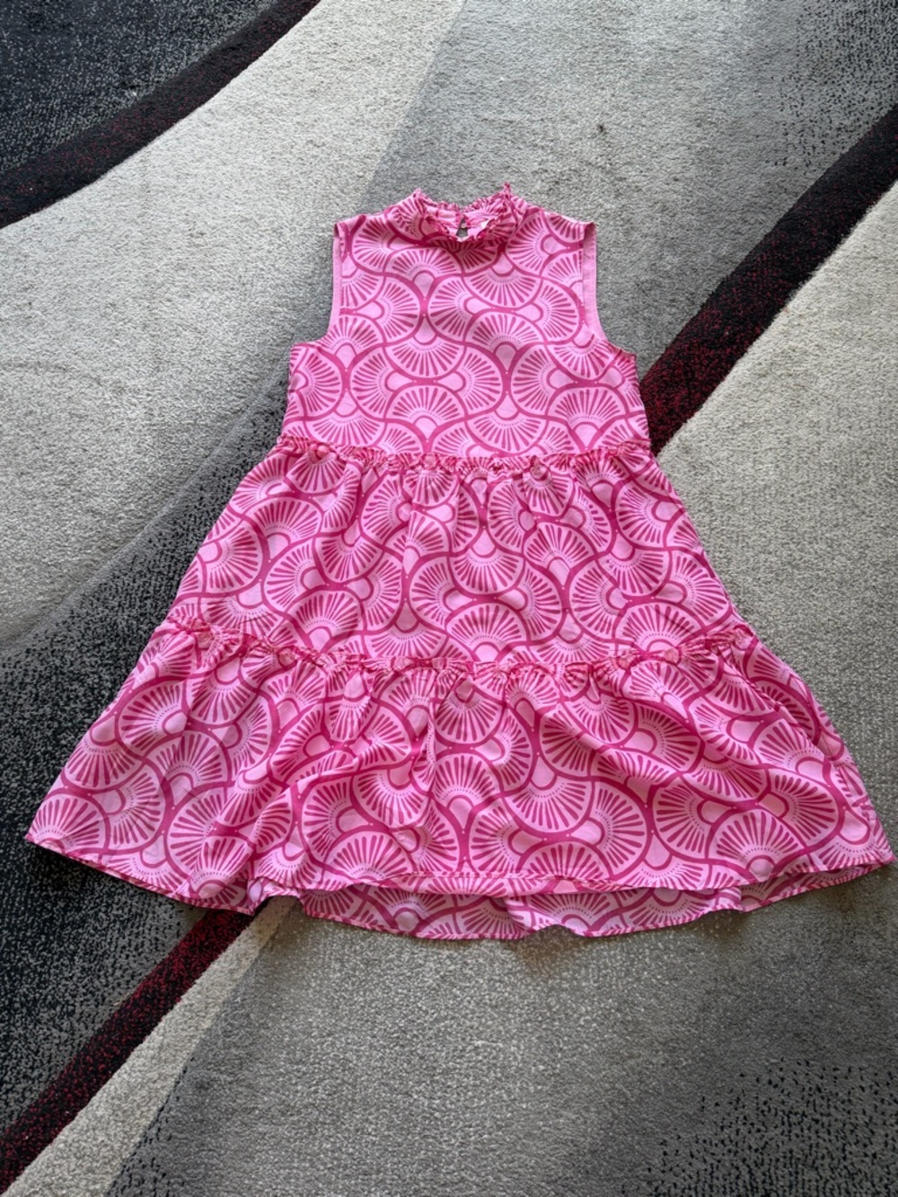 J. Marie Pink Seashell Print Sleeveless Tiered Mini Dress